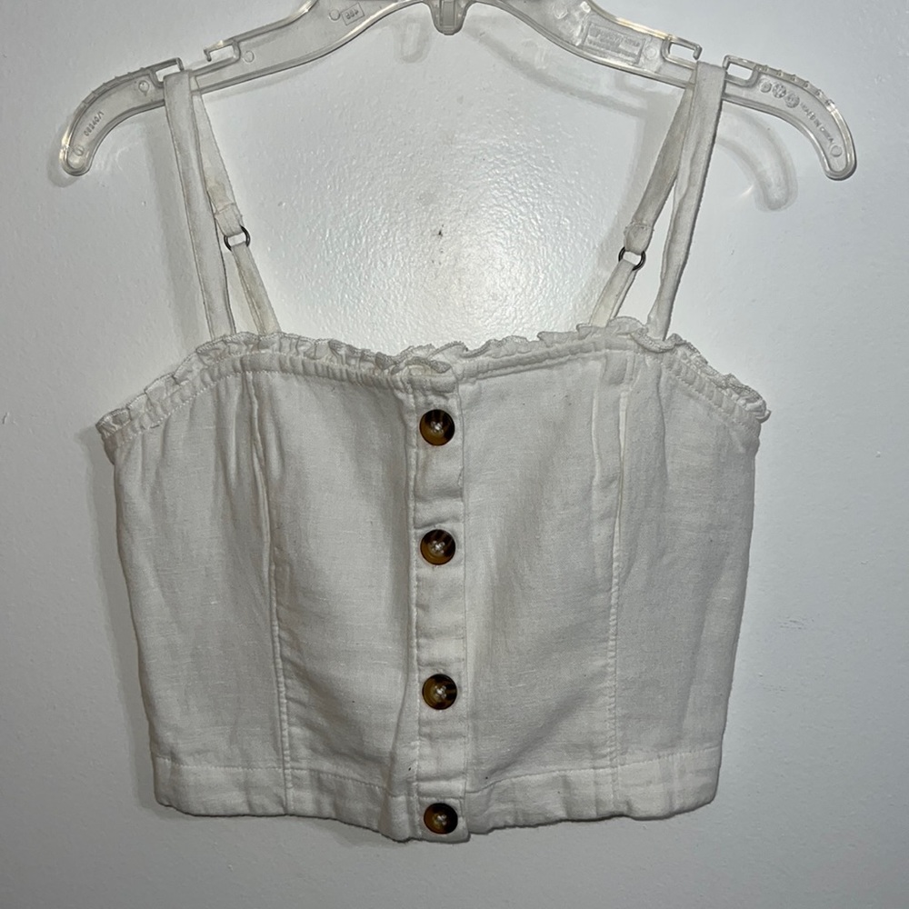 Hollister white button crop top, size small
